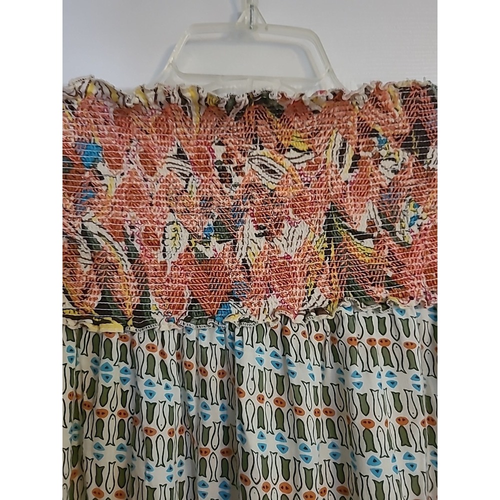 India‎ Boutique Dress One Size Multicolor Elastic Stretchy Top 70's Vibes - Picture 3 of 9
